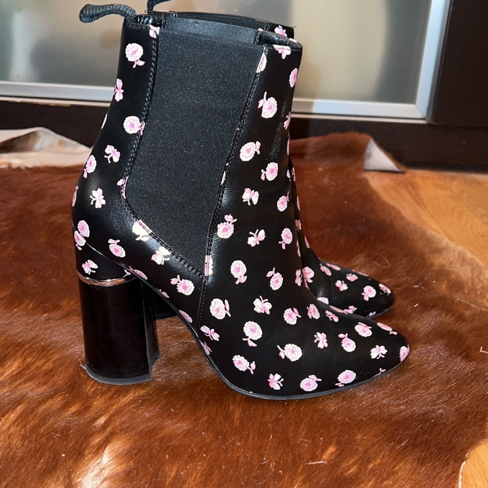 Derek Lam rose print high heels leather boots 39